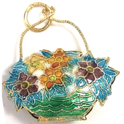 ENAMEL BASKET 25X35MM GREEN